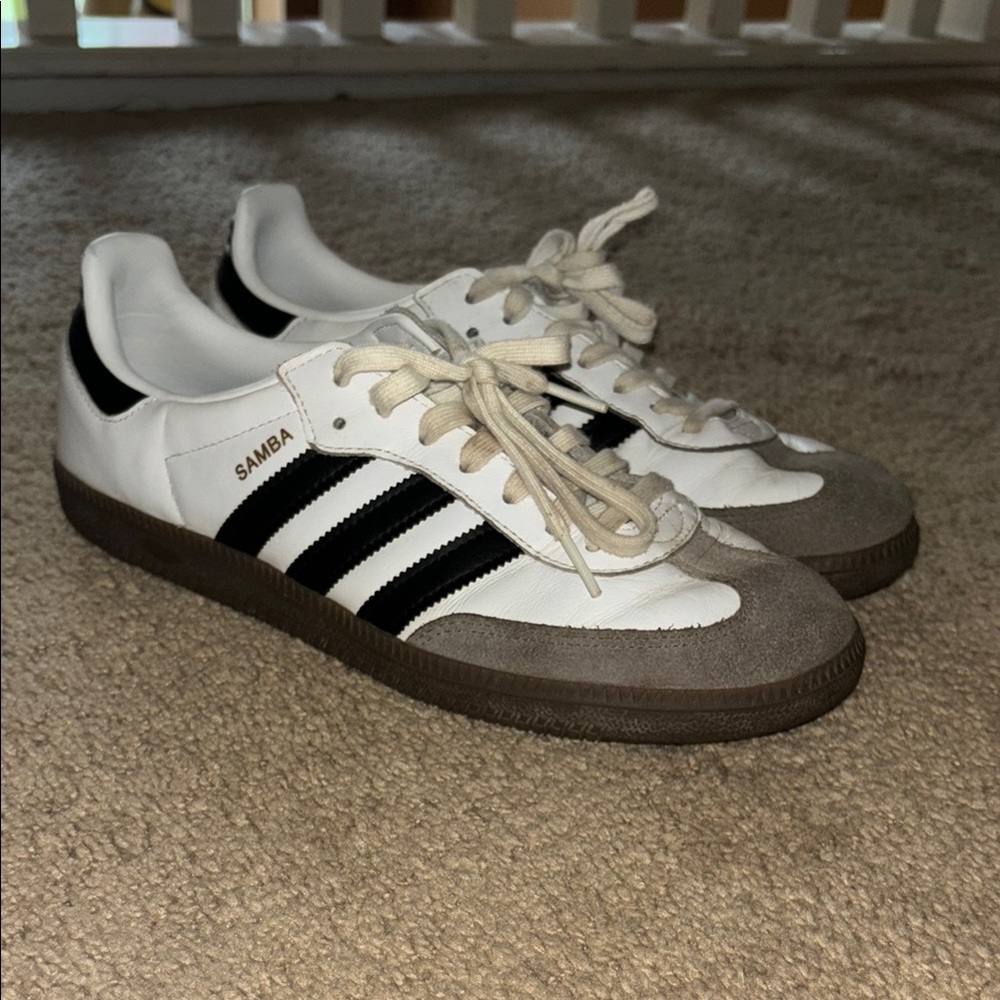 Adidas Samba White and Black Trainers